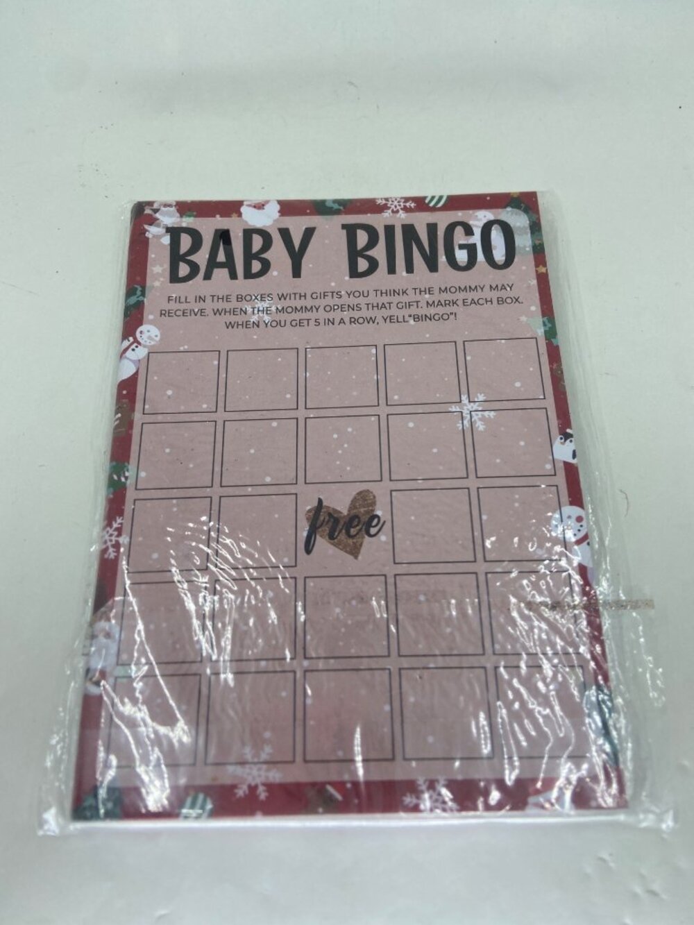 Baby Shower Christmas Bingo Cards Party Game - New In Box
